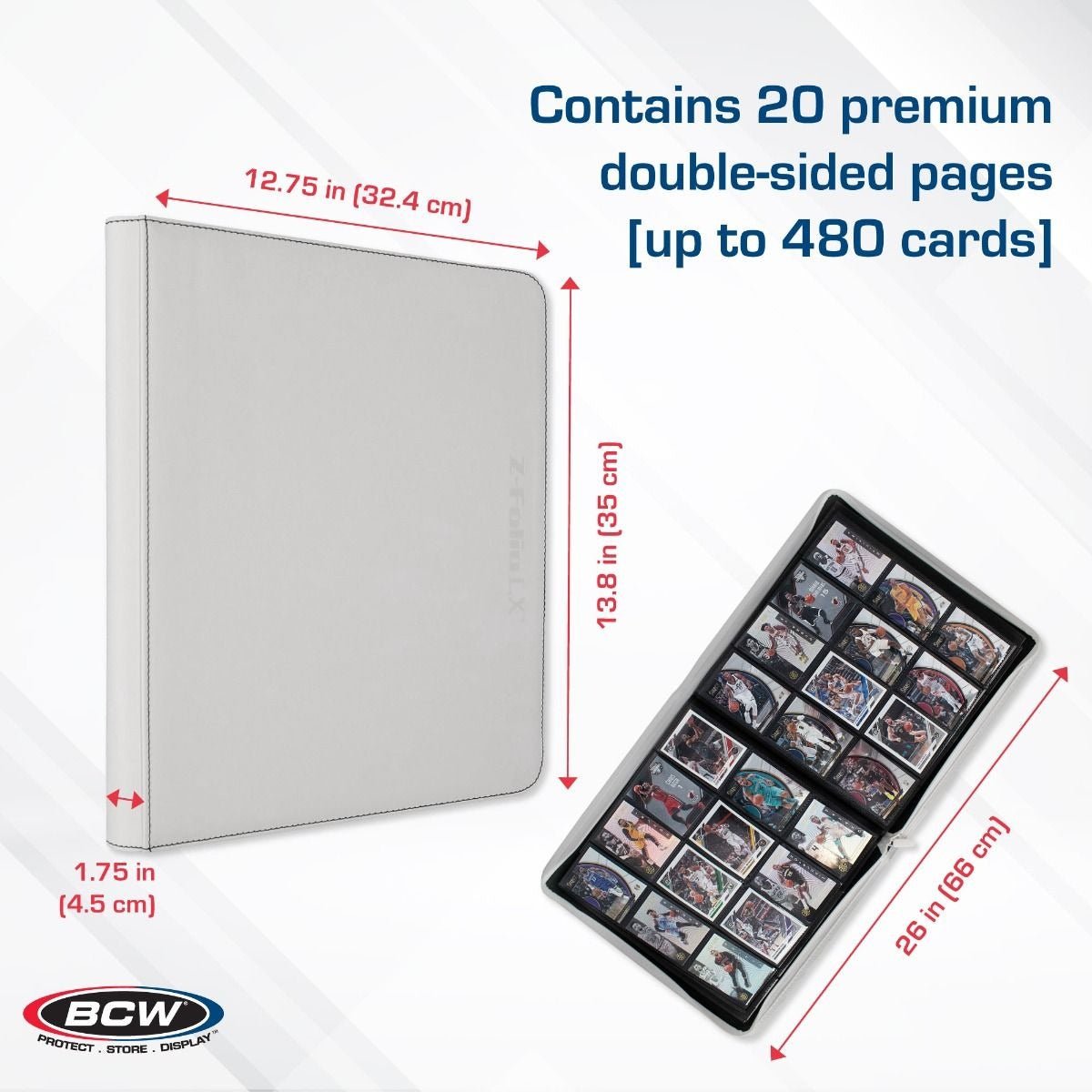 Z - Folio 12 Pocket Zippered LX Side Loading Binder - White - Gootzy Gaming