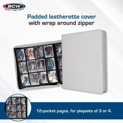 Z - Folio 12 Pocket Zippered LX Side Loading Binder - White - Gootzy Gaming