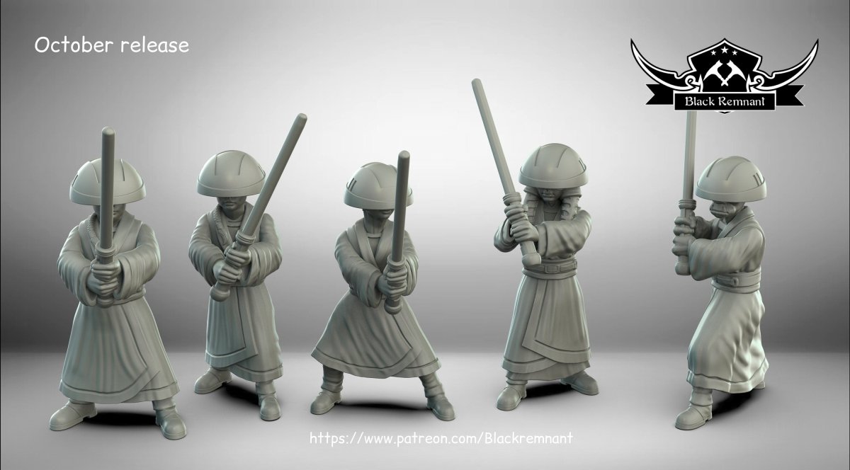 Academy Wizard Learner Miniature (Training Helm variant) - SW Legion Compatible (38-40mm tall) Multi-Piece Resin 3D Print - Black Remnant - Gootzy Gaming