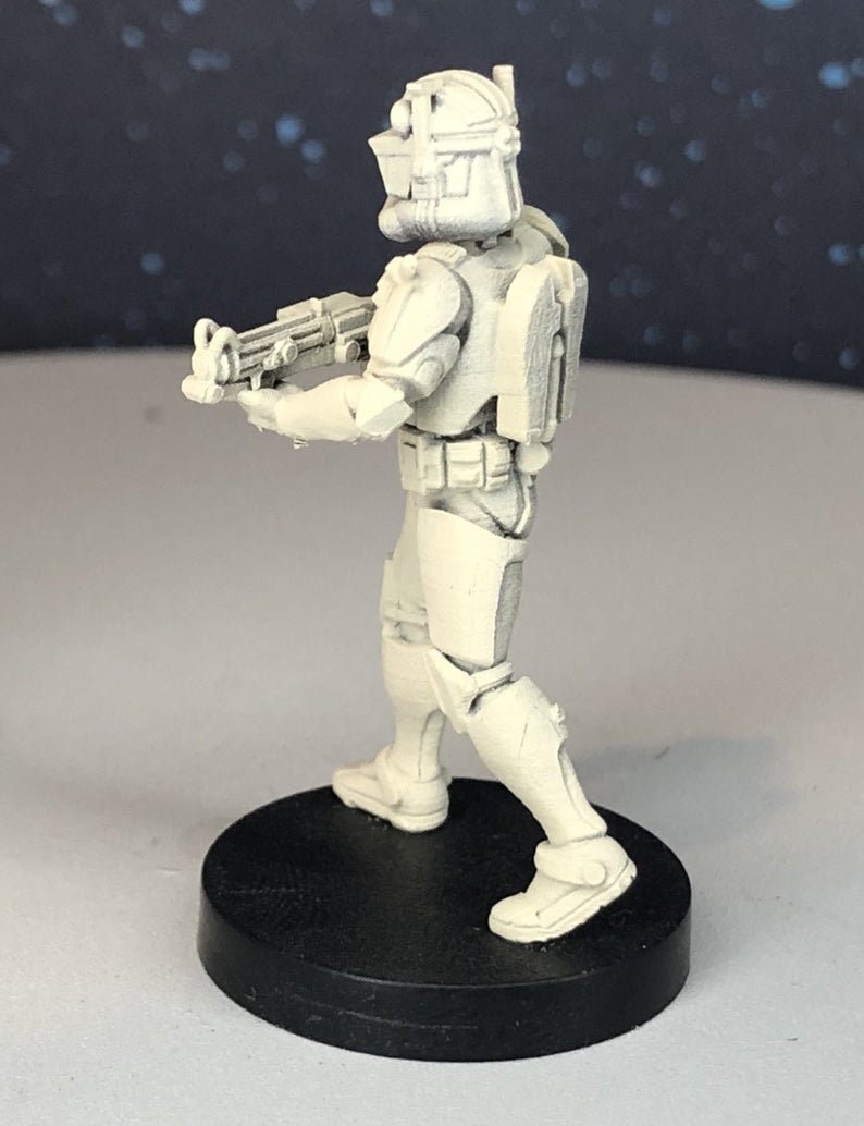 Airborne Clone Commander Miniature - SW Legion Compatible (38 - 40mm tall) Multi - Piece Resin 3D Print - Dark Fire Designs - Gootzy Gaming