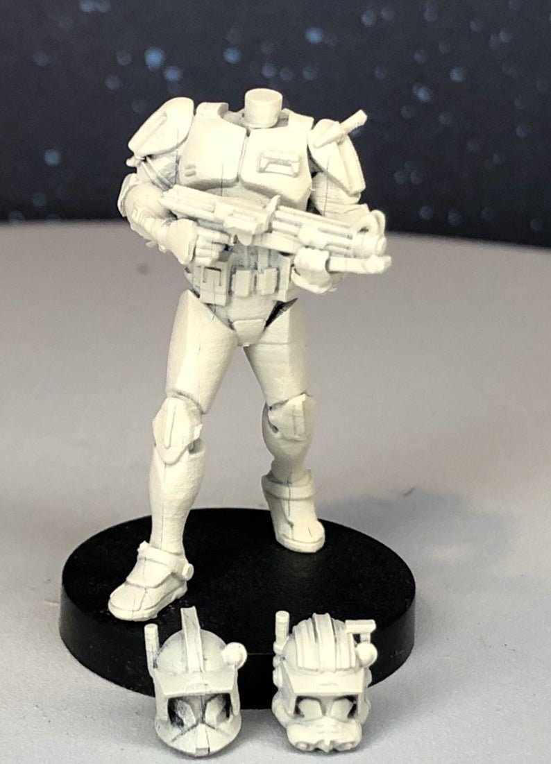 Airborne Clone Commander Miniature - SW Legion Compatible (38 - 40mm tall) Multi - Piece Resin 3D Print - Dark Fire Designs - Gootzy Gaming