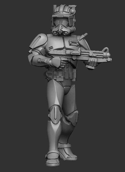 Airborne Clone Commander Miniature - SW Legion Compatible (38 - 40mm tall) Multi - Piece Resin 3D Print - Dark Fire Designs - Gootzy Gaming