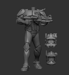 Airborne Clone Commander Miniature - SW Legion Compatible (38 - 40mm tall) Multi - Piece Resin 3D Print - Dark Fire Designs - Gootzy Gaming