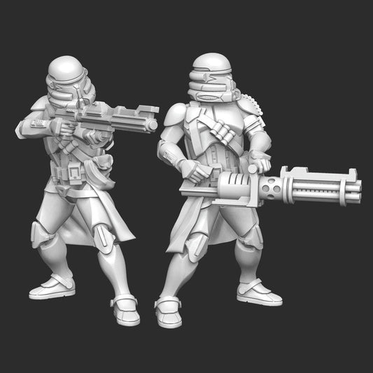 Airborne Clone Trooper Heavies Miniature - Single or Both - SW Legion Compatible (38 - 40mm tall) Multi - Piece Resin 3D Print - Dark Fire Designs - Gootzy Gaming