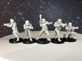 Airborne Clone Trooper Squad - 5 Mini Bundle - SW Legion Compatible (38-40mm tall) Multi-Piece Resin 3D Print - Dark Fire Designs - Gootzy Gaming