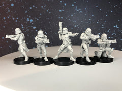 Airborne Clone Trooper Squad - 5 Mini Bundle - SW Legion Compatible (38-40mm tall) Multi-Piece Resin 3D Print - Dark Fire Designs - Gootzy Gaming