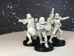 Airborne Clone Trooper Squad - 5 Mini Bundle - SW Legion Compatible (38-40mm tall) Multi-Piece Resin 3D Print - Dark Fire Designs - Gootzy Gaming