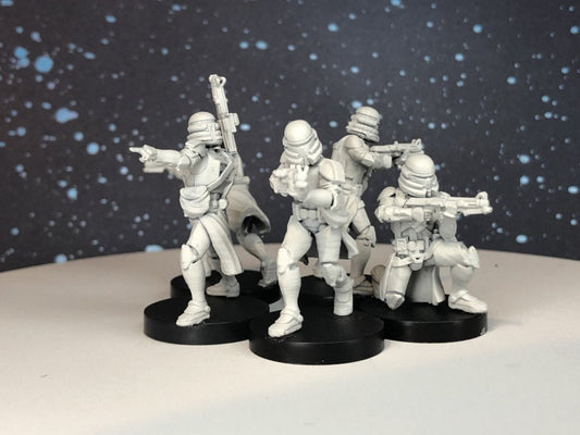 Airborne Clone Trooper Squad - 5 Mini Bundle - SW Legion Compatible (38 - 40mm tall) Multi - Piece Resin 3D Print - Dark Fire Designs - Gootzy Gaming