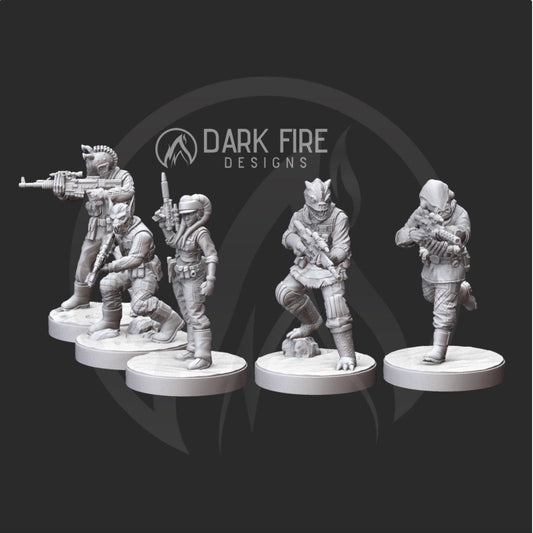 Alien Pathfinder Rebel Trooper Squad - 5 Mini Bundle - SW Legion Compatible (38 - 40mm tall) Multi - Piece Resin 3D Print - Dark Fire Designs - Gootzy Gaming
