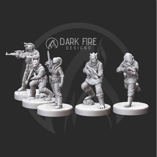 Alien Pathfinder Rebel Trooper Squad - 5 Mini Bundle - SW Legion Compatible (38-40mm tall) Multi-Piece Resin 3D Print - Dark Fire Designs - Gootzy Gaming