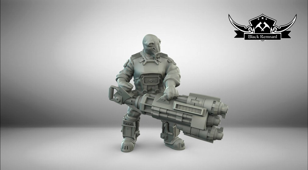 Alien Scrapper Heavy Gunner Miniature - SW Legion Compatible (38-40mm tall) Multi-Piece Resin 3D Print - Black Remnant - Gootzy Gaming