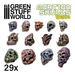 Alien Skulls - Unpainted Cast Resin Decoration Kit - Green Stuff World - Gootzy Gaming