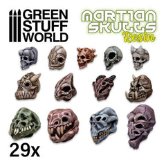Alien Skulls - Unpainted Cast Resin Decoration Kit - Green Stuff World - Gootzy Gaming