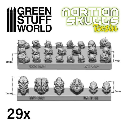Alien Skulls - Unpainted Cast Resin Decoration Kit - Green Stuff World - Gootzy Gaming