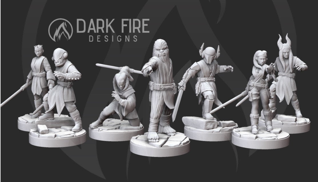 Alien Wizard Knight Miniature - SW Legion Compatible (38 - 40mm tall) Resin 3D Print - Dark Fire Designs - Gootzy Gaming