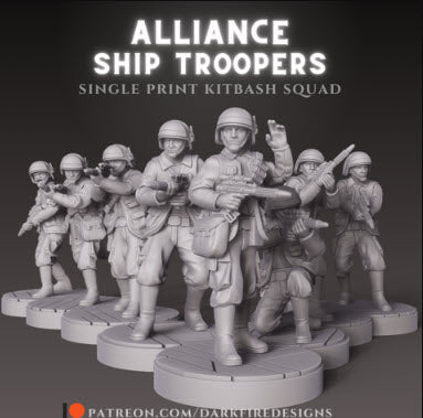 Alliance Ship Trooper 13 Man Bundle - SW Legion Compatible (38 - 40mm tall) Multi - Piece High Quality 8k Resin 3D Print - Dark Fire Designs - Gootzy Gaming