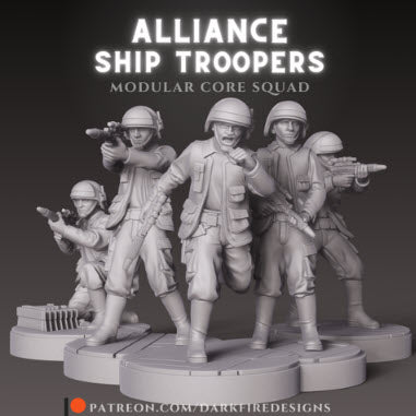 Alliance Ship Troopers Squad - SW Legion Compatible (38-40mm tall) Multi-Piece High Quality 8k Resin 3D Print - Dark Fire Designs - Gootzy Gaming