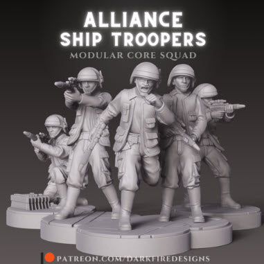 Alliance Ship Troopers Squad - SW Legion Compatible (38 - 40mm tall) Multi - Piece High Quality 8k Resin 3D Print - Dark Fire Designs - Gootzy Gaming