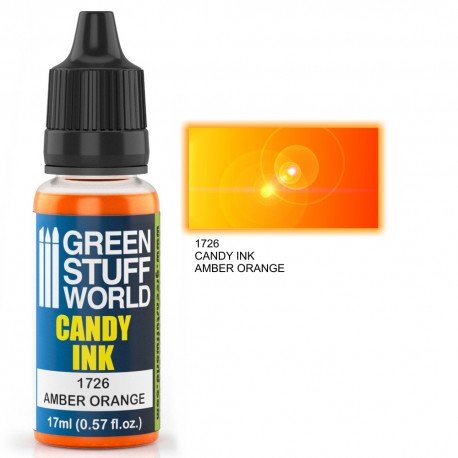 Amber Orange Candy Ink - Semi-Transparent Gloss Acrylic Ink - Green Stuff World - 17 mL Dropper Bottle - Gootzy Gaming