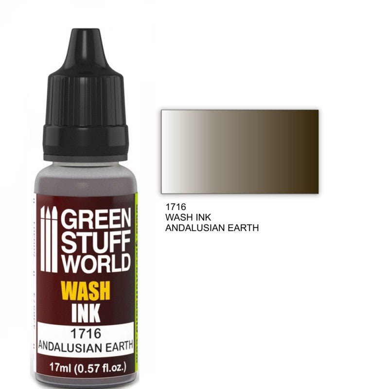 Andalusian Earth Wash - Diluted Acrylic Ink - Green Stuff World - 17 mL Dropper Bottle - Gootzy Gaming