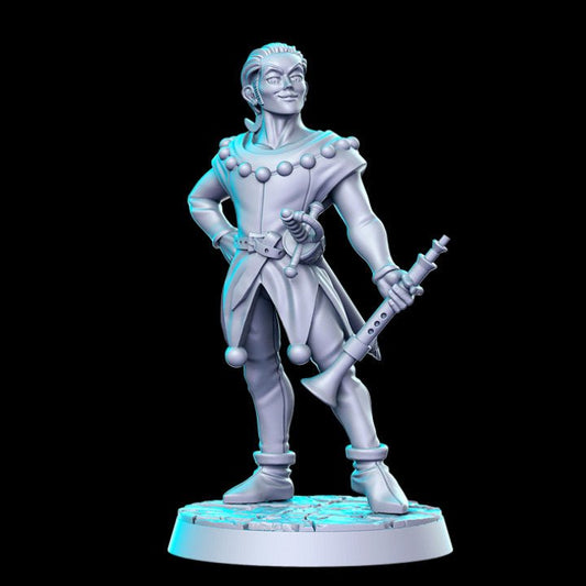 Anime Flute Boy - Single Roleplaying Miniature for D&D or Pathfinder - 32mm Scale Resin 3D Print - RN EStudios - Gootzy Gaming