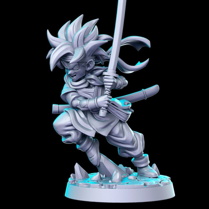 Anime Samurai Boy - Single Roleplaying Miniature for D&D or Pathfinder - 32mm Scale Resin 3D Print - RN EStudios - Gootzy Gaming