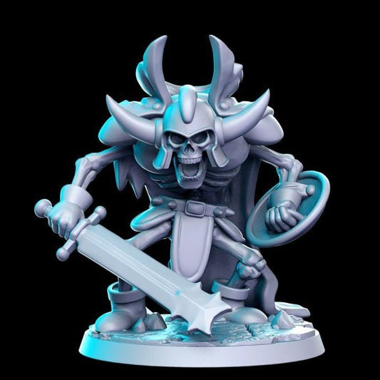 Anime Skeleton Fighter - Single Roleplaying Miniature for D&D or Pathfinder - 32mm Scale Resin 3D Print - RN EStudios - Gootzy Gaming