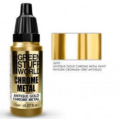 Antique Gold - Antique Gold Chrome Metallic Paint - Green Stuff World - 17 mL Dropper Bottle - Gootzy Gaming