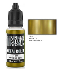 Antique Gold - Dark Gold Metallic Paint - Green Stuff World - 17 mL Dropper Bottle - Gootzy Gaming