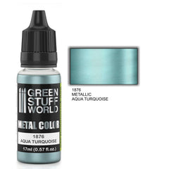 Aqua Turquoise - Green/Blue Metallic Paint - Green Stuff World - 17 mL Dropper Bottle - Gootzy Gaming