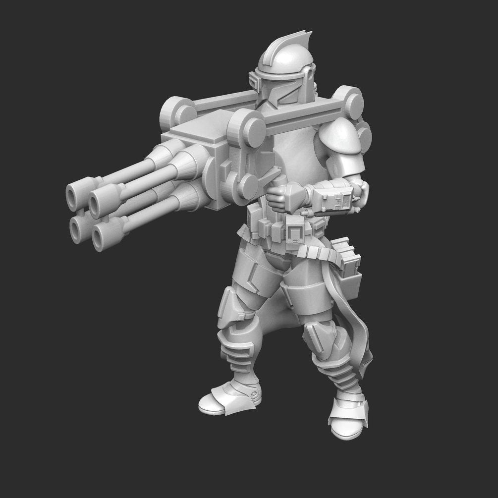 ARC Quad Heavy Gunner Trooper Miniature - SW Legion Compatible (38-40mm tall) Multi-Piece Resin 3D Print - Dark Fire Designs - Gootzy Gaming