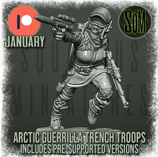 Arctic Female Guerilla Running Trooper - SW Legion Compatible Miniature (38-40mm tall) High Quality 8k Resin 3D Print - Squamous Miniatures - Gootzy Gaming