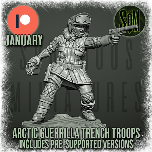 Arctic Guerilla Female Trooper Officer - SW Legion Compatible Miniature (38-40mm tall) High Quality 8k Resin 3D Print - Squamous Miniatures - Gootzy Gaming