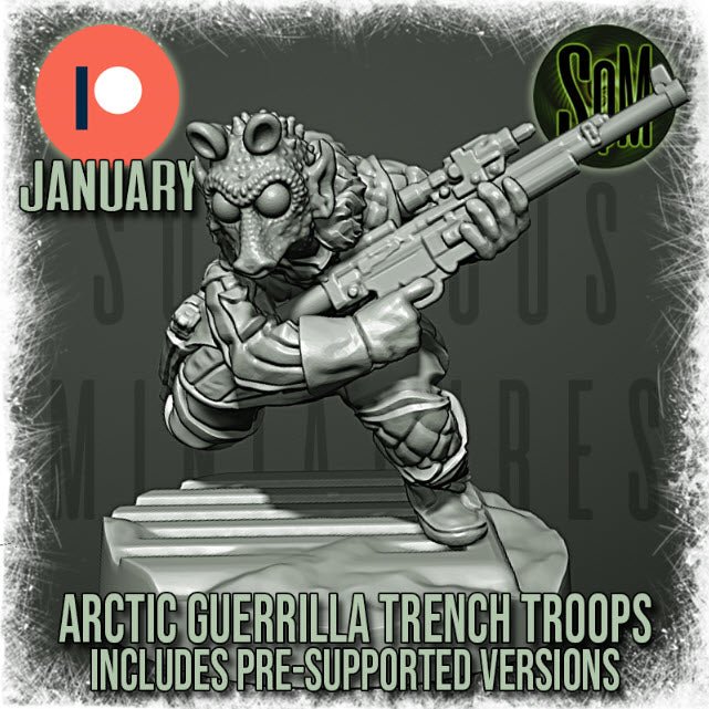 Arctic Guerilla Male Alien Squad - SW Legion Compatible (38-40mm tall) High Quality 8k Resin 3D Print - Squamous Miniatures - Gootzy Gaming