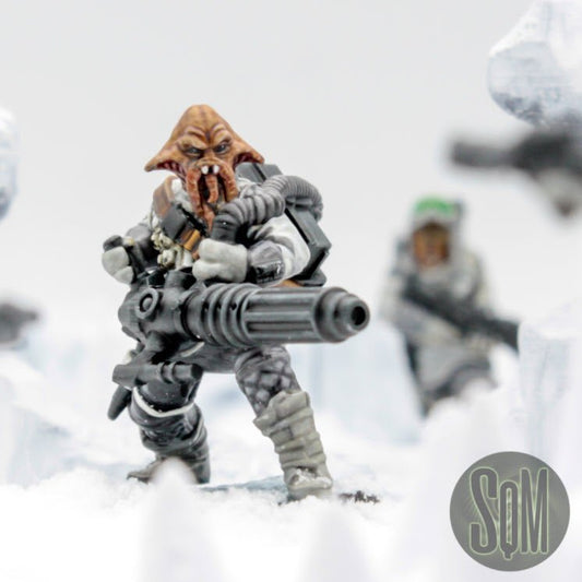 Arctic Guerilla Squid Heavy Gunner Veteran - SW Legion Compatible Miniature (38-40mm tall) High Quality 8k Resin 3D Print - Squamous Miniatures