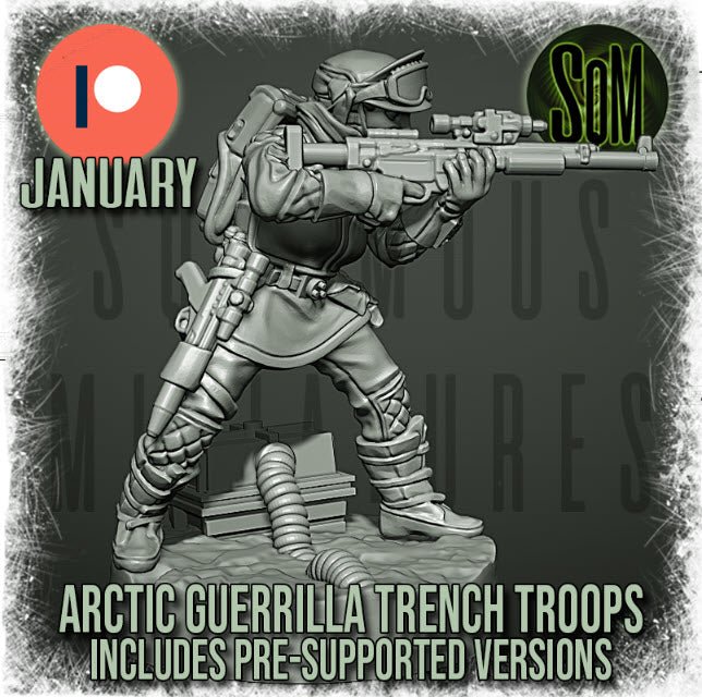 Arctic Rebel Female Aiming Rifle Trooper - SW Legion Compatible Miniature (38-40mm tall) High Quality 8k Resin 3D Print - Squamous Miniatures - Gootzy Gaming