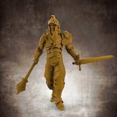 Armored Fighter with Mace and Broad Sword - Roleplaying Mini for D&D or Pathfinder - 32mm Scale High Quality 8k Resin 3D Print - Lion Tower Miniatures - Gootzy Gaming