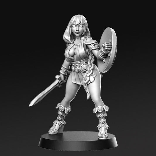 Artemisa, Greek Goddess Knight - Single Roleplaying Miniature for D&D or Pathfinder - 32mm Scale Resin 3D Print - RN EStudios - Gootzy Gaming