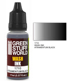 Atramentum Black Wash - Diluted Acrylic Ink - Green Stuff World - 17 mL Dropper Bottle - Gootzy Gaming
