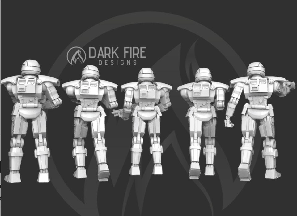 Authority Dark Droid Squad - 5 Miniature Bundle - SW Legion Compatible (38 - 40mm tall) Resin 3D Print - Dark Fire Designs - Gootzy Gaming