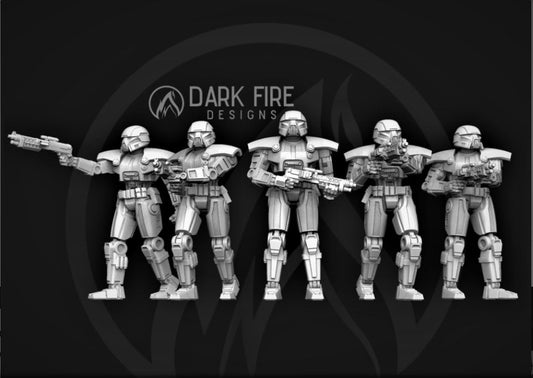 Authority Dark Droid Squad - 5 Miniature Bundle - SW Legion Compatible (38 - 40mm tall) Resin 3D Print - Dark Fire Designs - Gootzy Gaming