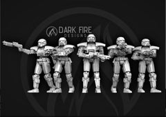 Authority Dark Droid Squad - 5 Miniature Bundle - SW Legion Compatible (38 - 40mm tall) Resin 3D Print - Dark Fire Designs - Gootzy Gaming