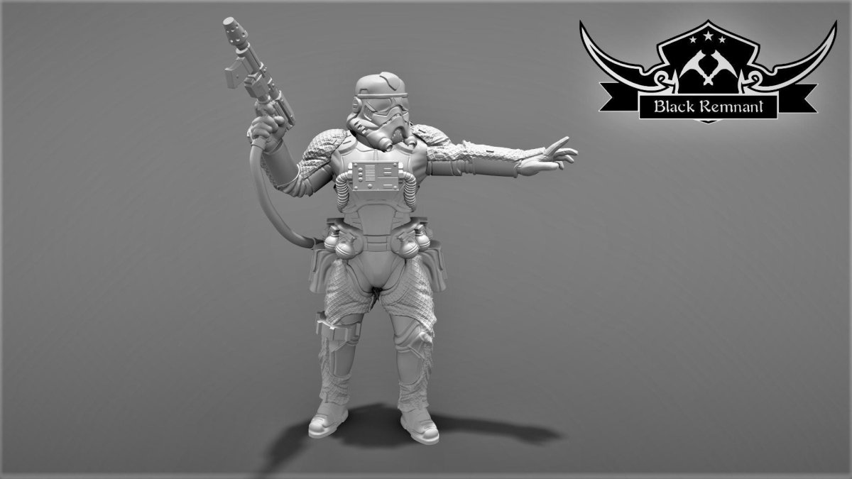 Authority Demolition Trooper "Shrap" Miniature - SW Legion Compatible (38-40mm tall) Multi-Piece Resin 3D Print - Black Remnant - Gootzy Gaming