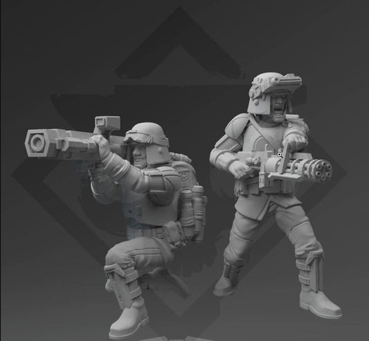 Authority Field Infantry Heavy Team Miniatures - 2 Mini Bundle - SW Legion Compatible (38 - 40mm tall) Resin 3D Print - Skullforge Studios - Gootzy Gaming