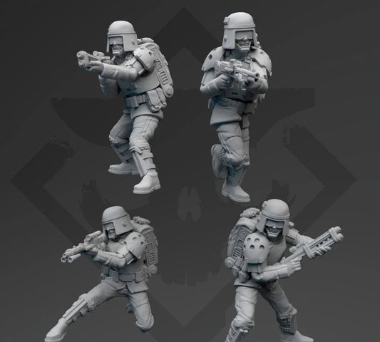 Authority Field Infantry Specialists - 4 Mini Bundle - SW Legion Compatible (38 - 40mm tall) Resin 3D Print - Skullforge Studios - Gootzy Gaming