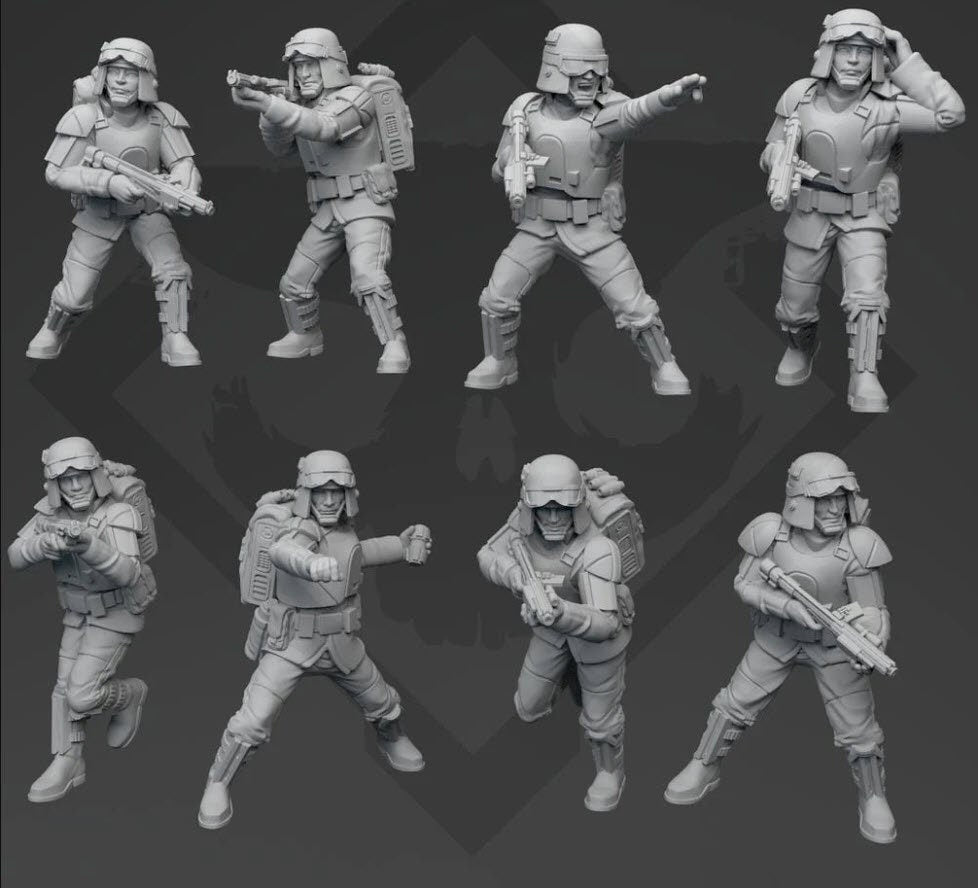 Authority Field Infantry Squad - 8 miniatures - SW Legion Compatible (38 - 40mm tall) Resin 3D Print - Skullforge Studios - Gootzy Gaming