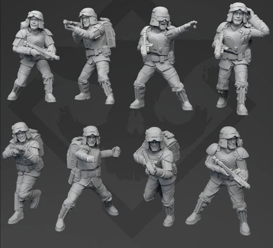 Authority Field Infantry Squad - 8 miniatures - SW Legion Compatible (38 - 40mm tall) Resin 3D Print - Skullforge Studios - Gootzy Gaming