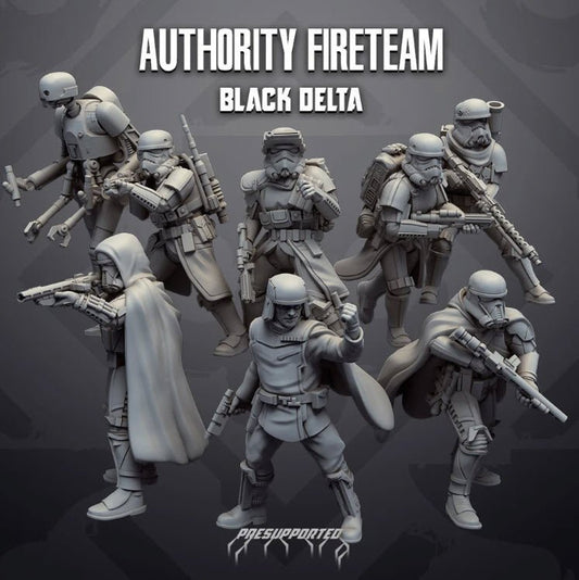Authority Fireteam Black Delta - Premade Special Operations Squad - SW Legion Compatible Miniature (38 - 40mm tall) High Quality 8k Resin 3D Print - Skullforge Studios - Gootzy Gaming