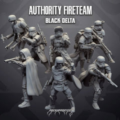 Authority Fireteam Black Delta - Premade Special Operations Squad - SW Legion Compatible Miniature (38 - 40mm tall) High Quality 8k Resin 3D Print - Skullforge Studios - Gootzy Gaming