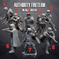 Authority Fireteam Black Delta - Premade Special Operations Squad - SW Legion Compatible Miniature (38 - 40mm tall) High Quality 8k Resin 3D Print - Skullforge Studios - Gootzy Gaming